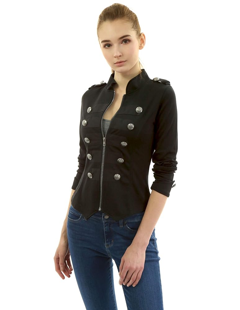 Amazon.com: AmélieBoutik Women Zip Front Stand Collar
